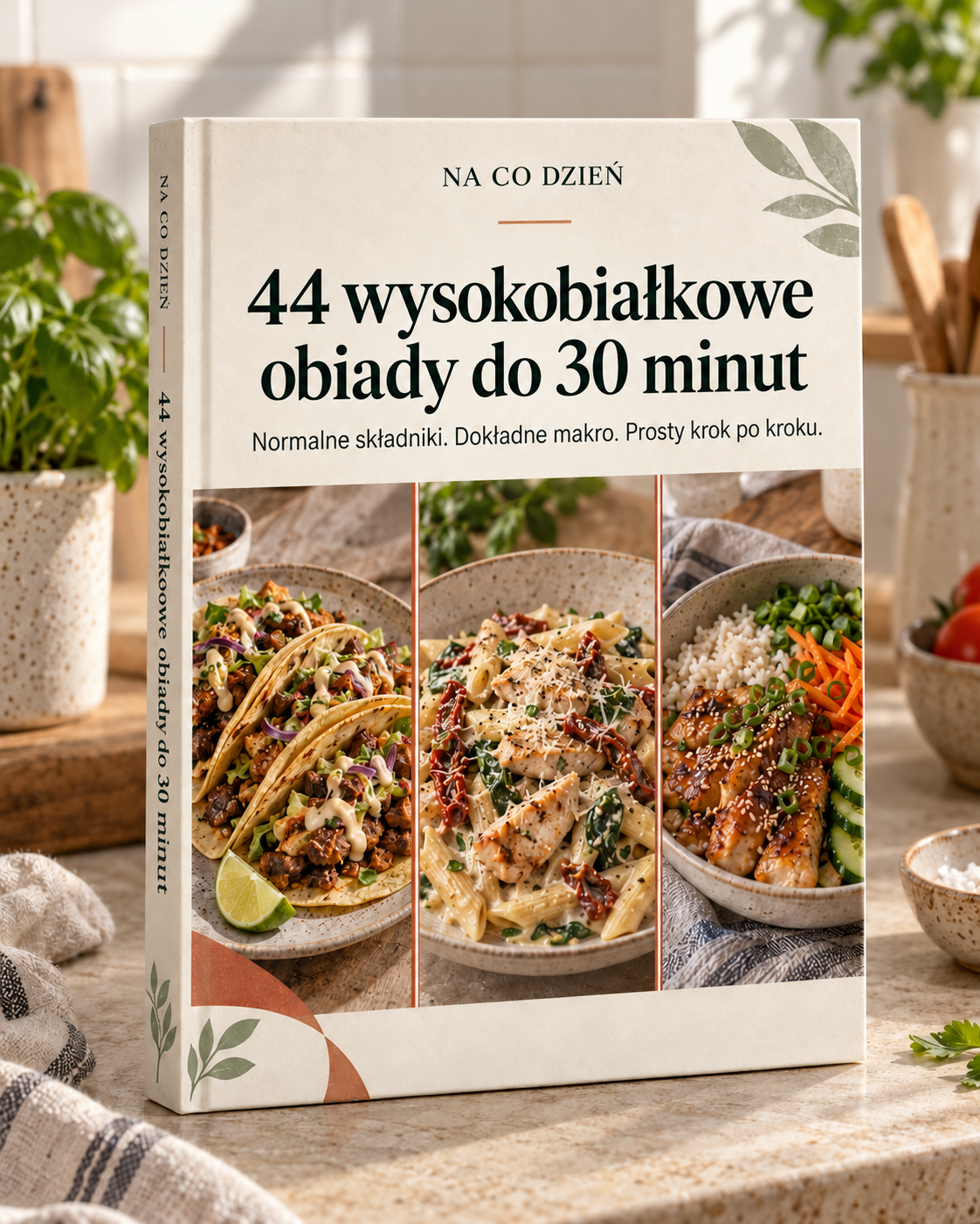 Okładka e-booka 44 wysokobiałkowe obiady do 30 minut