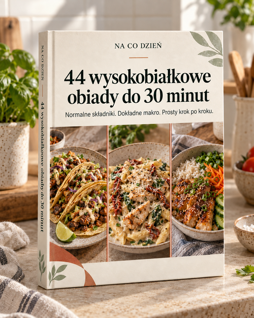 Okładka e-booka 44 wysokobiałkowe obiady do 30 minut