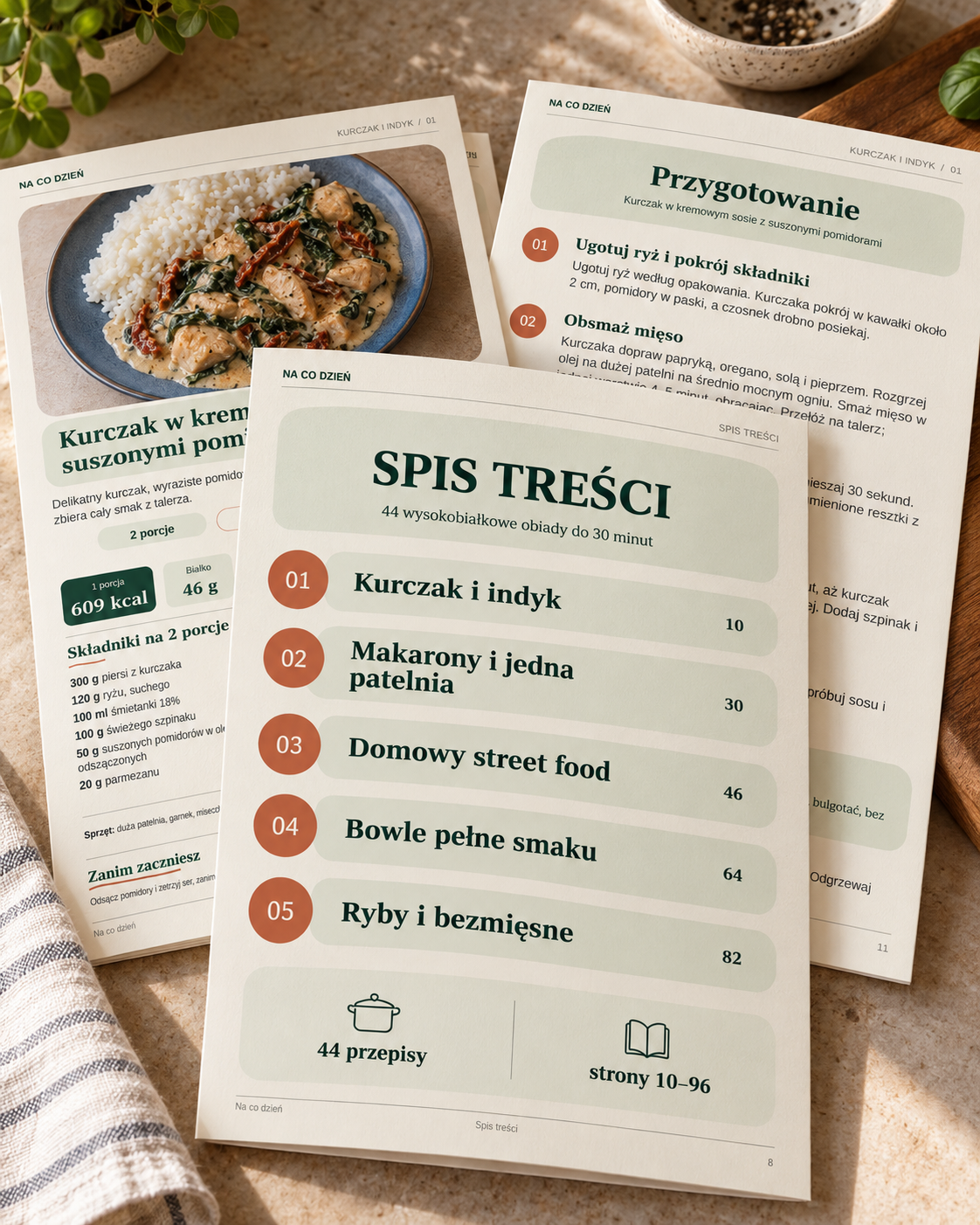 Spis treści e-booka: 5 rozdziałów, 44 przepisy, strony 10–96